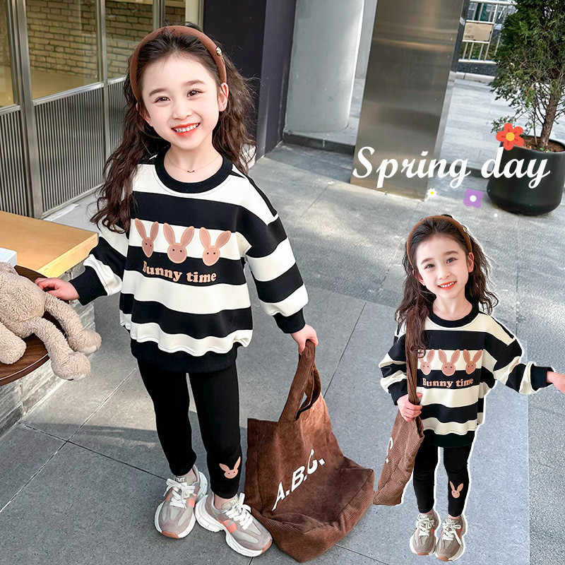 2026 meninas listrado terno infantil novo estilo moletom moda primavera outono terno de duas peças moda bebê na moda