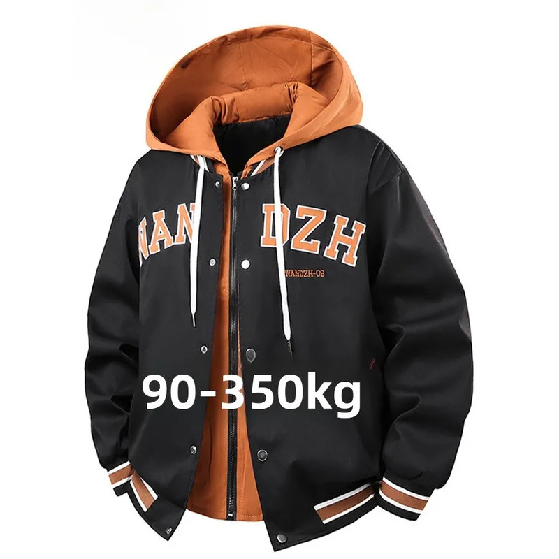 Estilo Americano Solto Ajuste Jaqueta Masculina Com Capuz Falso De Duas Peças Casual Versátil Primavera Outono Nova Marc
