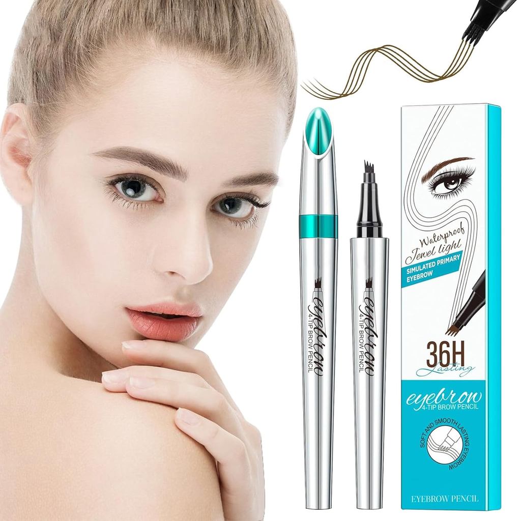 Caneta para Sobrancelhas Micro-Fork Microblading - Lápis de Sobrancelha à Prova d'Água com Traços Semelhantes a Fios de