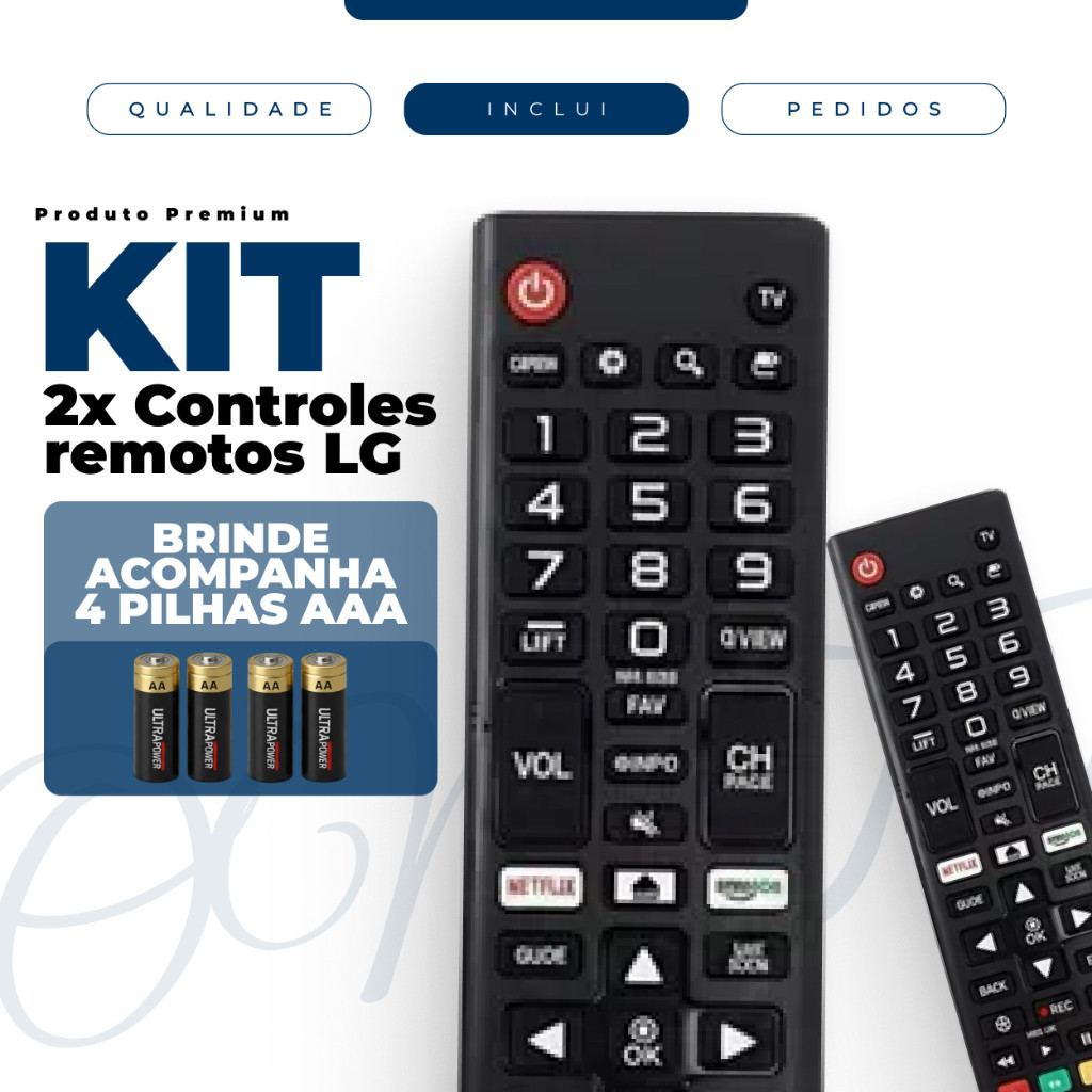 Kit Controle Remoto LG Smart TV Compatível C/ LCD LED HDTV UHD OLED 3D E 4K