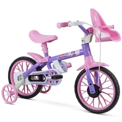 Bicicleta Infantil Nathor Aro 12 Menina MINNIE DISNEY Criança de 90cm a 1 metro 2 A 4 Anos ROXO/ROSA