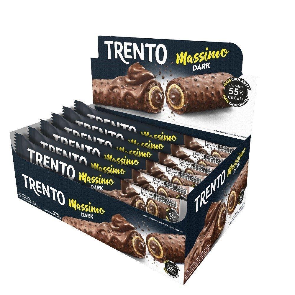 Chocolate Trento Wafer Massimo Dark 25g - Embalagem com 15 Unidades