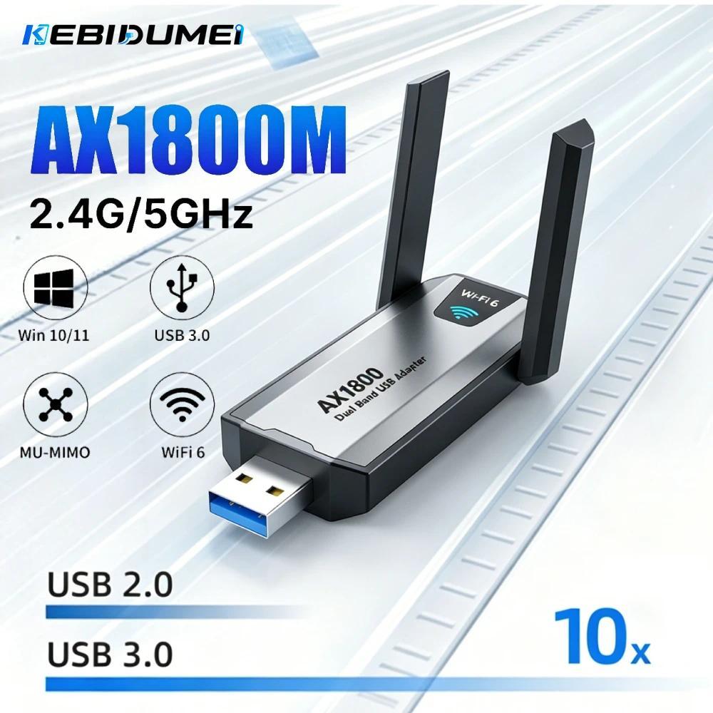 USB3.0 Wifi6 1800Mbps Adaptador Wi-Fi Banda Dupla 2.4G/5Ghz Placa De Rede Sem Fio USB 3.0 Dongle Para Win 10/11 Driver G