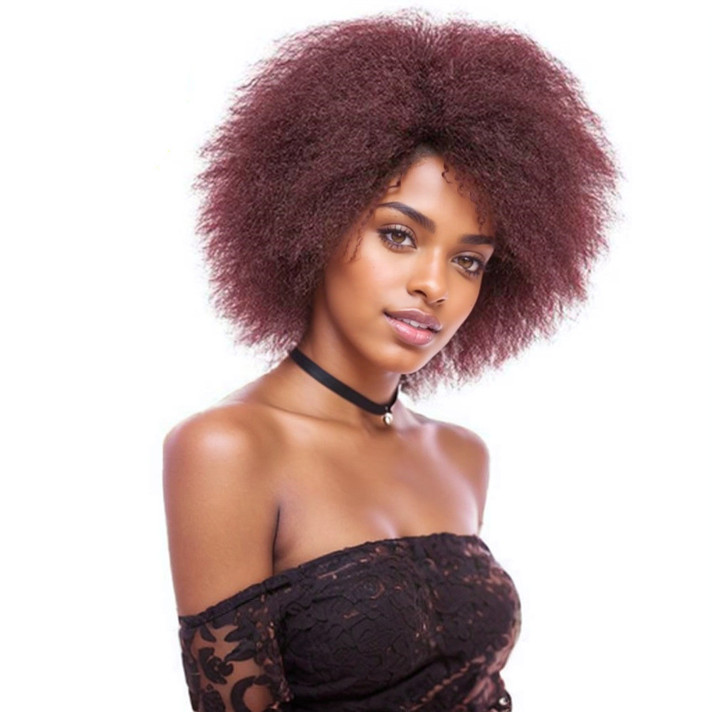Peruca profunda peruca de cabelo encaracolado comércio exterior masculino marrom claro curto cos peruca preta cabeça mar