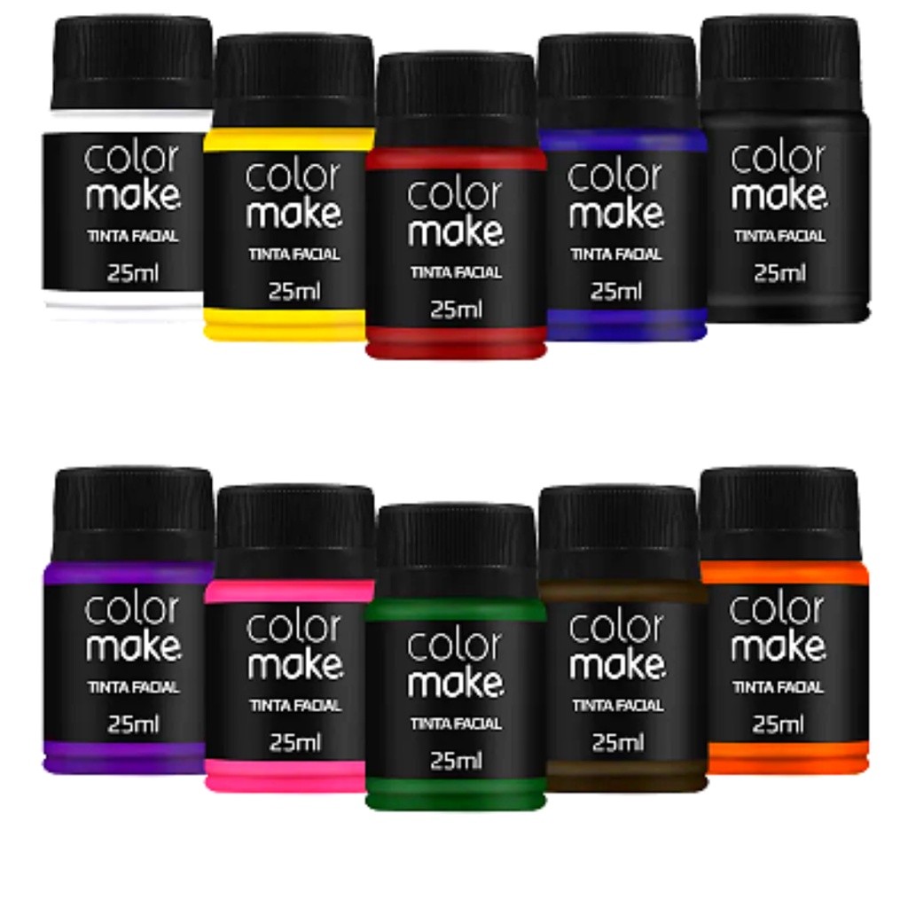 10 Tintas Facial 25ml Colormake (Todas as Cores) - Maquiagem Artística.
