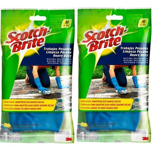 Kit com 2 Pares de Luva Limpeza Pesada SCOTCH Brite TAM M Azul 3M