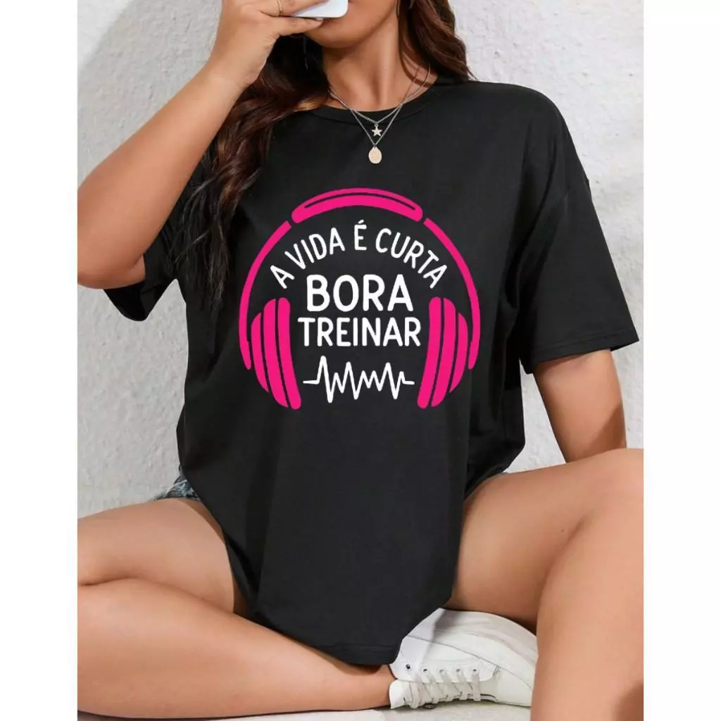 Camiseta Fitness Bora Treinar Estampada Unissex 100% Algodão Academia Treino Crossfit — imagem 1