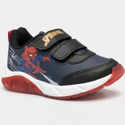 Tênis Infantil Marvel Spider Man Led Velcro Menino - Preto e Vermelho