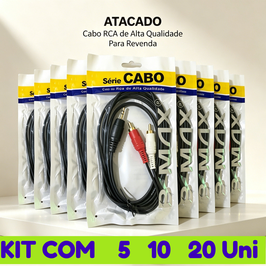 Atacado Cabo Auxiliar P2 Macho X Rca Macho Audio 1,5m P/ Som / Tv / Home Theater Audio Video
