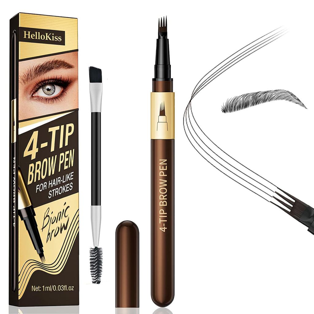 Lápis de Sobrancelha DUDUDU para Mulheres - Caneta Líquida para Microblading com 4 Pontas, Cria Traços Naturais Semelhan