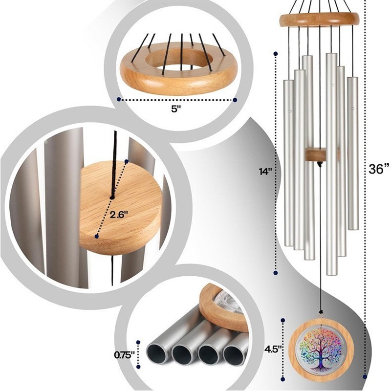 [Anyuan em destaque] Sinos de vento simples mais vendidos Tubo de alumínio de 120 cm Música Sinos de vento Simpatia Sino