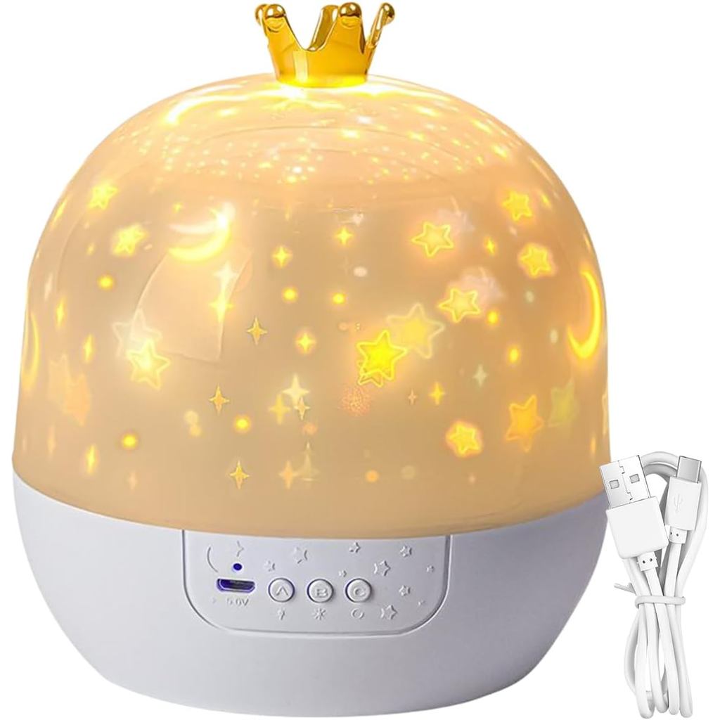 Imagem Projetor de Teto Rotativo 360 Graus - Lâmpada Relaxante para Crianças com Música, Luz Noturna Portátil, Projetor Rotativ