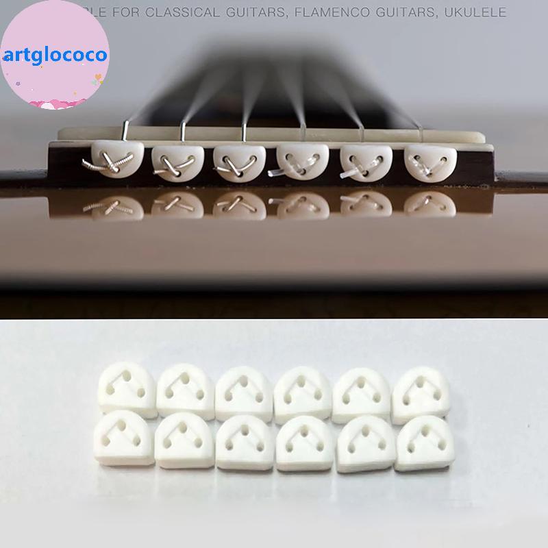 Artglococo 12 Pçs/Set Retentor De Cordas De Guitarra Clássica Guia Bule Gravata De Acorde Triplo Canto Para Ukulele Aces