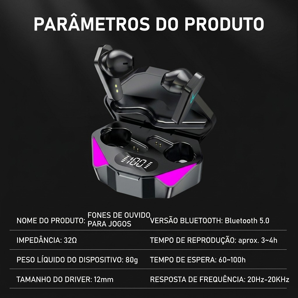 Fone De Ouvido Sem Fio Gamer X15 TWS Bluetooth 5.0 Touch Envio Rapido Do Brasil Caixa Lacrada Barato Com Microfone SP