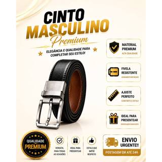 Cintos Masculino Couro Alta Durabilidade Dupla Face Slim Otimizado Reforçado Preto e Marrom