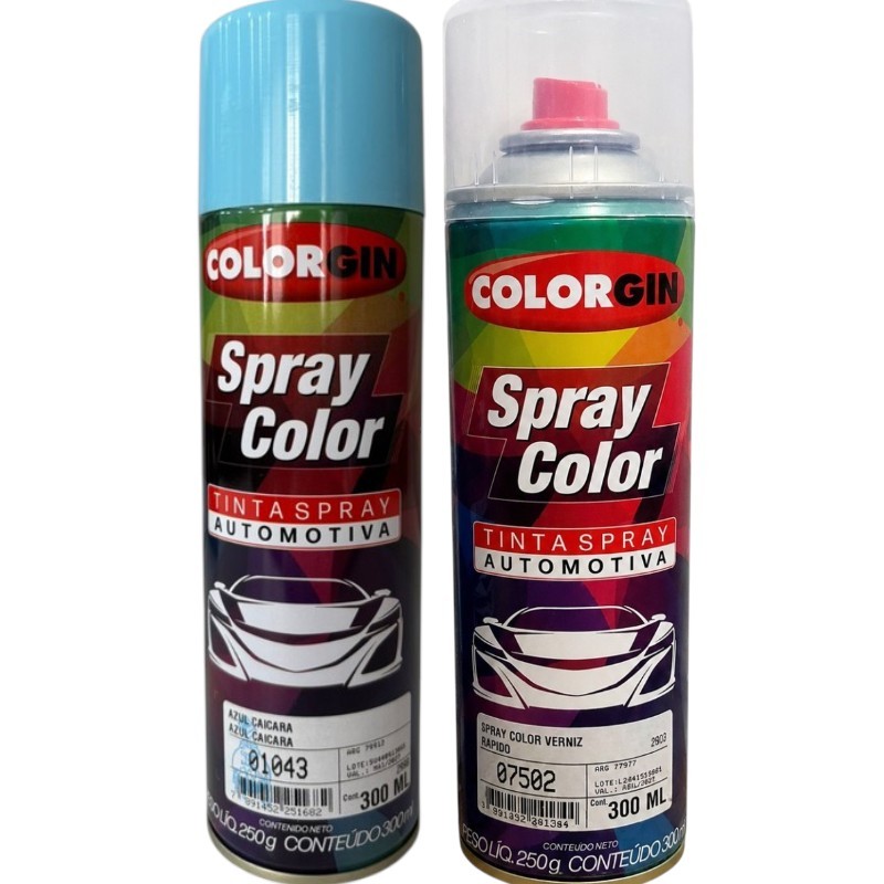 TINTA AUTOMOTIVA COLORGIN AZUL CAIÇARA + VERNIZ RAPIDO 300ML