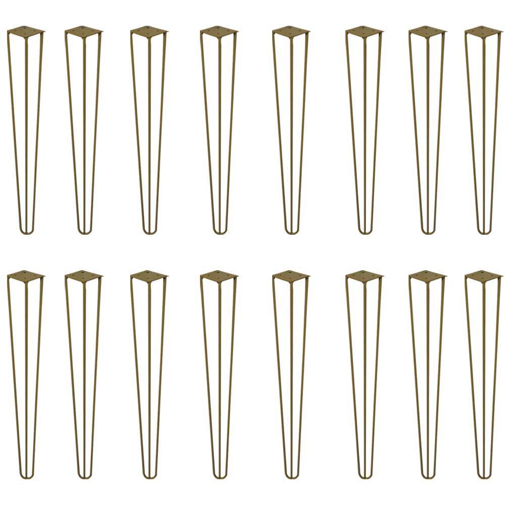 Imagem Kit 16 Pés de Metal 60 CM Hairpin Legs Mesa de Canto Dourado G41