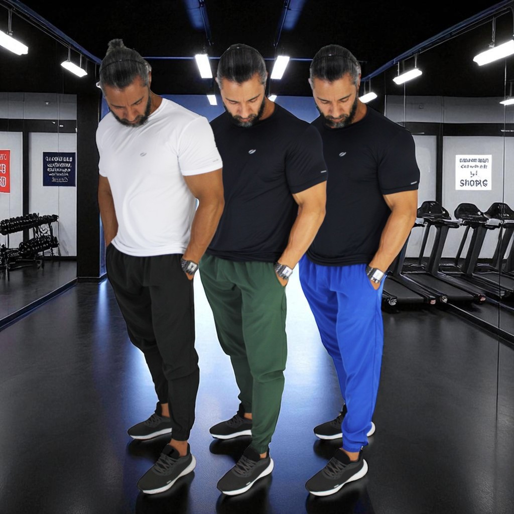 Kit 3 Calça Tactel Masculina com Elastano Flexível Sem Forro Academia Casual Esportiva