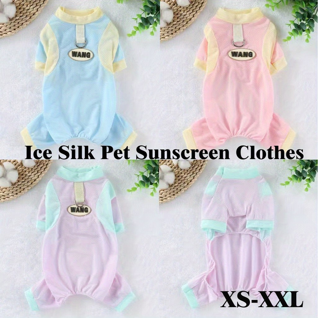 Roupa para Cães de Estimação Primavera/Verão em Tecido de Fibra de Seda Gelada, Vestuário de Malha de Quatro Pernas para