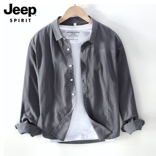 JEEP SPIRIT Camisa De Manga Comprida Masculina Outono Novo Estilo Solto Casual Top Camisa De Algodão Puro Jaqueta Estilo