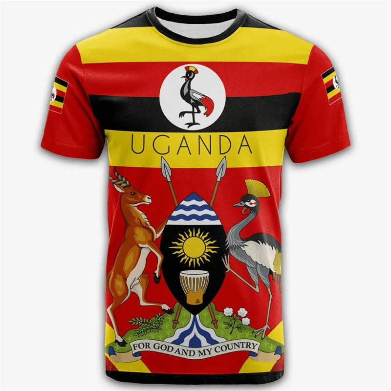 Camiseta Masculina De Verão Bandeira Uganda Ugandans 3D Para Homens Mulheres Camisetas Camisa Roupas Fãs De Futebol Patr