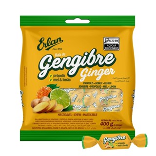 Bala Erlan Mastigável Gengibre 400g em Oferta na Shopee