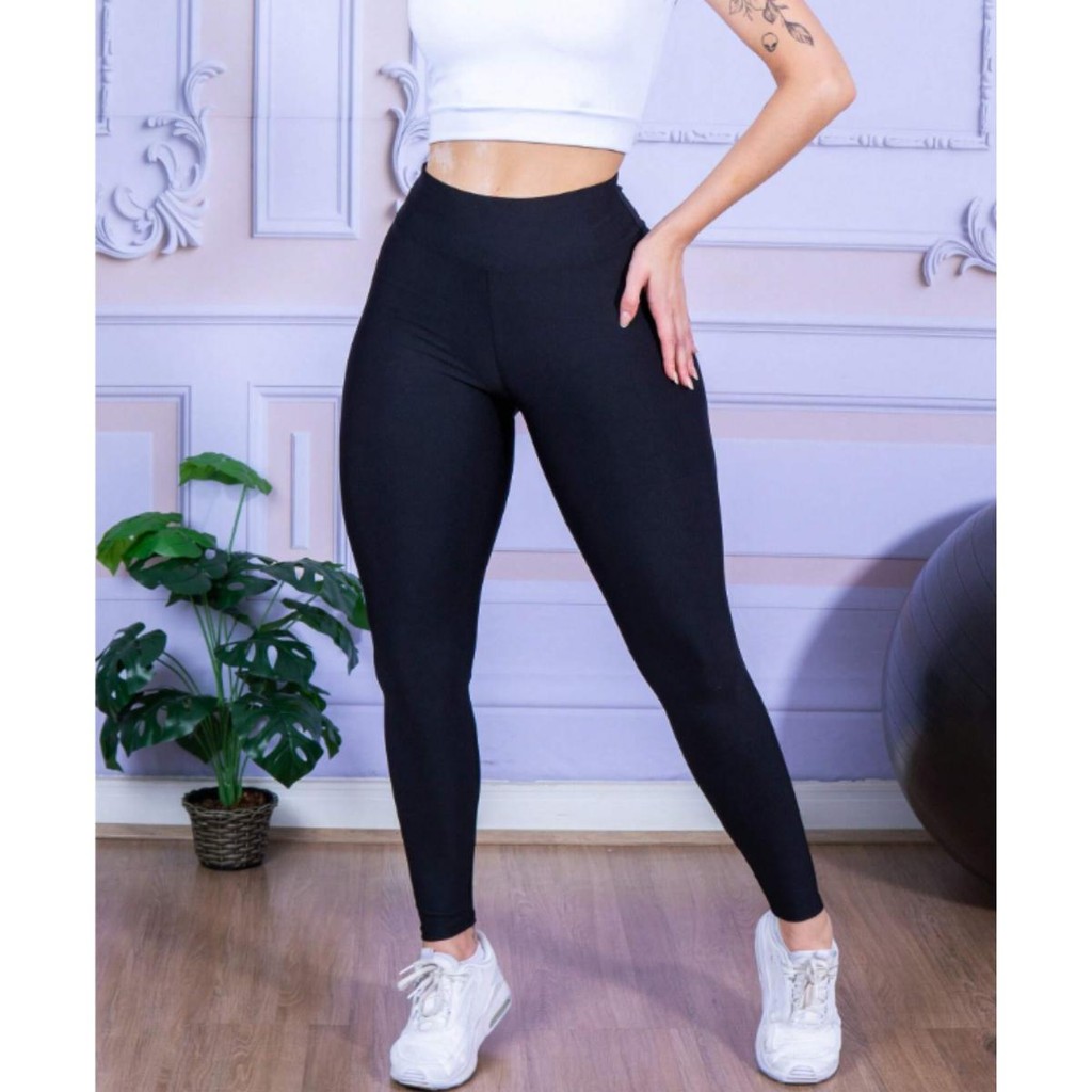 Calça Legging Academia Flanelada térmica cintura Alta com Elástico na cintura e zero transparência