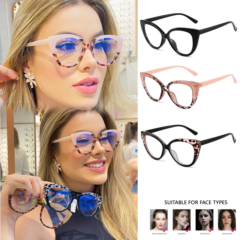 Moda Personalizado Anti-Azul Óculos De Luz Senhoras Olho De Gato Quadro De Plástico Radiação De Computador Sem Grau Ópti