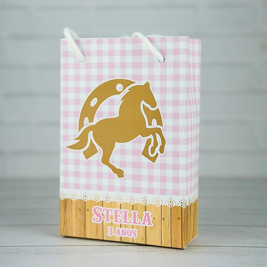 Sacolinha Boiadeira Country Cavalo| Personalizada Com Nome | Aniversário Lembrancinhas Personalizados Sacola de Doces