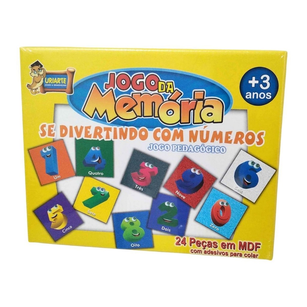 Jogo de Memória Educativo e Pedagógico para Brincar e Aprender com os Números de Atenção - 24 Peças