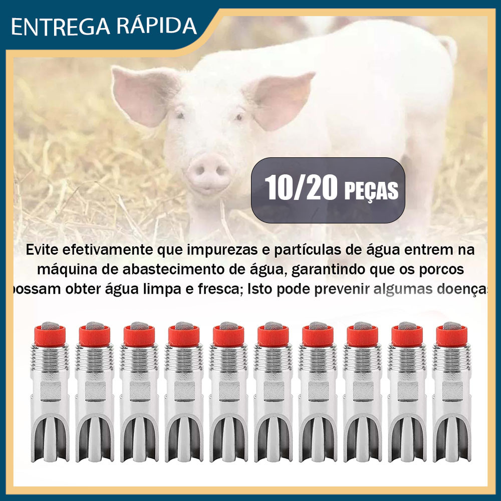 10/20x Bebedouro para porcos em aço inoxidável, rosca de 1/2 polegada, bebedouro automático com bico para porcos