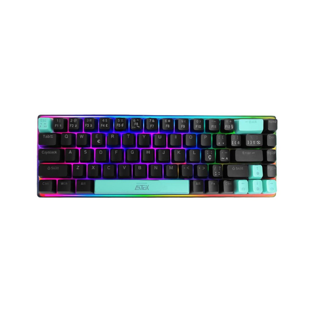 Teclado Mecânico Gamer Compacto 68 Teclas USB RGB Silencioso Para Setup e Jogos Competitivos