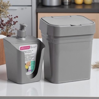 Kit Organizador de Cozinha – Lixeira 2,8L + Dispenser de Detergente 610ml com Porta Esponja em Oferta na Shopee