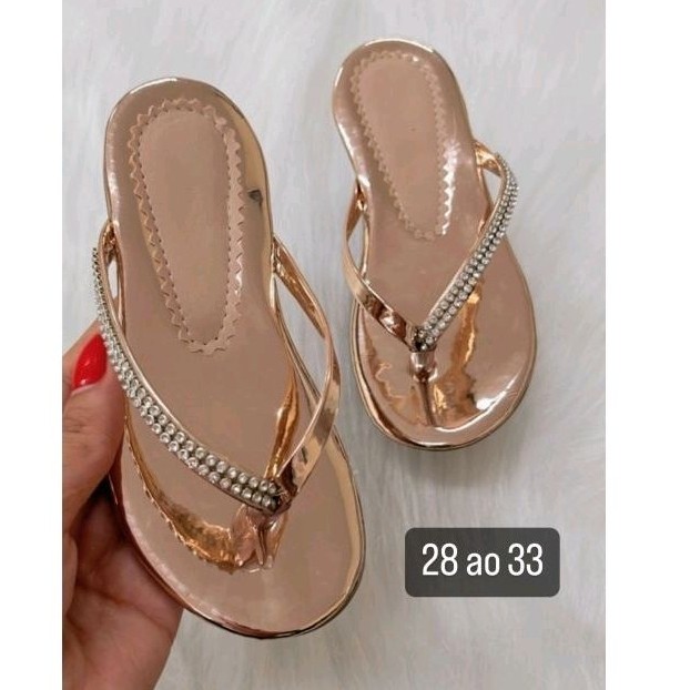 rasteira rasteirinha infantil/juvenil menina rasteira strass luxo  leve confortável