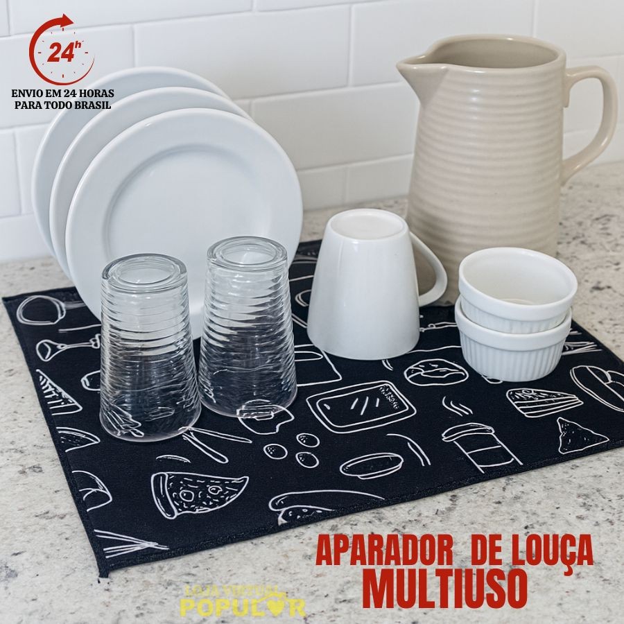 Tapete Escorredor Louças Copos Panelas Pia Aparador de Louça em Microfibra Tapete Escorredor 30X40CM