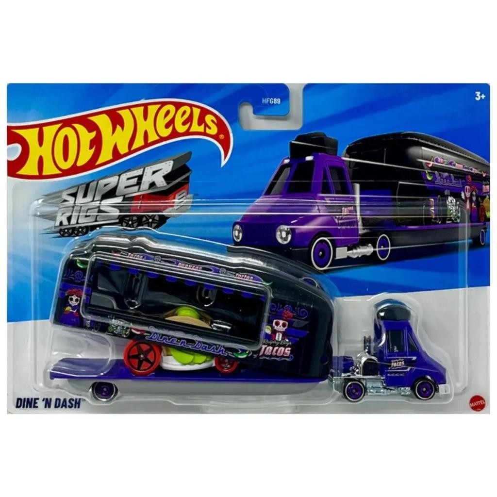 Caminhão Hot Wheels Heavy Dine N Dash Transportador De Mini Veículos Brinquedo Infantil Mattel