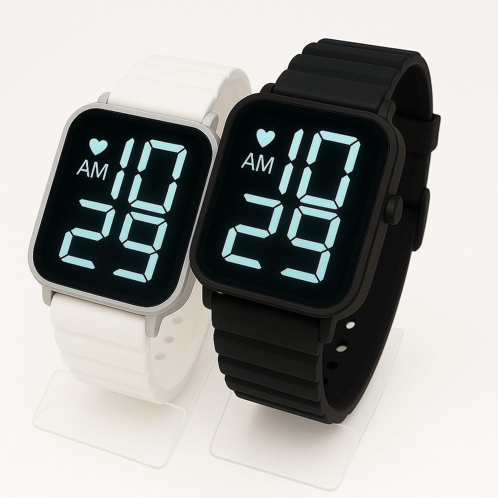 Kit com 2 Relógios Digitais LED Unissex com Pulseira de Borracha Ajustável em Oferta na Shopee