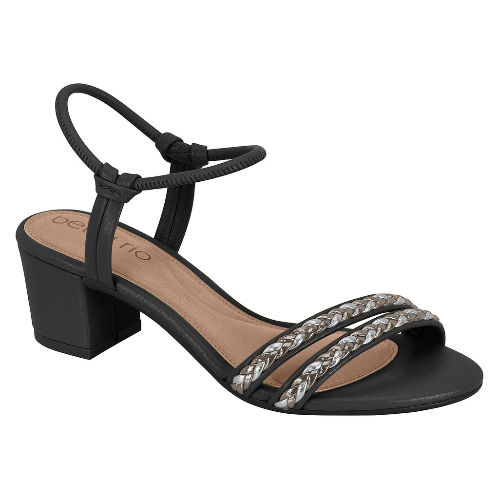 Sandália Feminina Salto Baixo Grosso Conforto Elegante Tiras Fivela Brilho Beira Rio Original em Oferta na Shopee