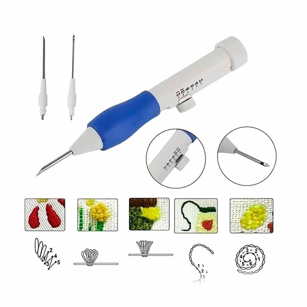 Kit Agulha Magica Caneta Para Bordar Ponto Russo