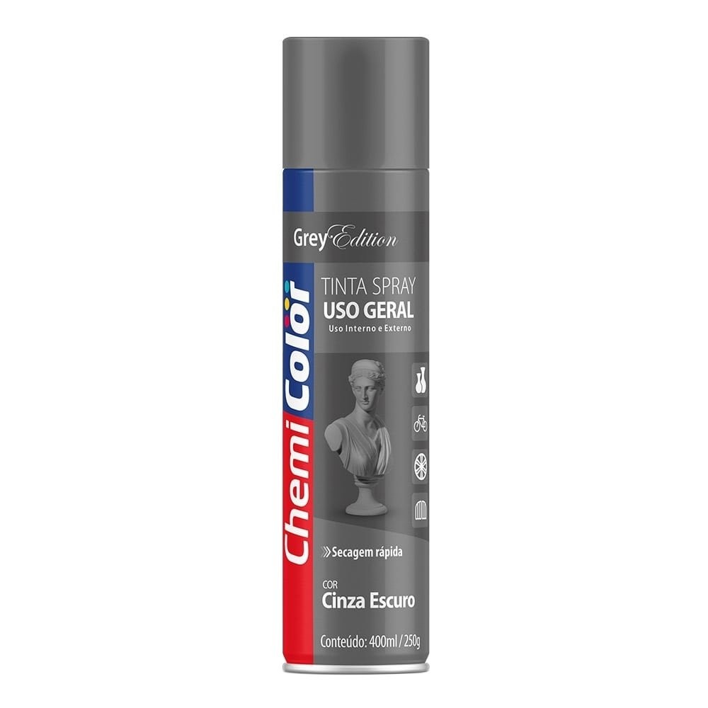 Tinta Spray Uso Geral Cinza Escuro 400ml - Chemicolor em Oferta na Shopee