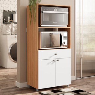 Balcão para Forno e Micro-Ondas âmbar 2 Portas 1 Gaveta Freijó/Branco em Oferta na Shopee