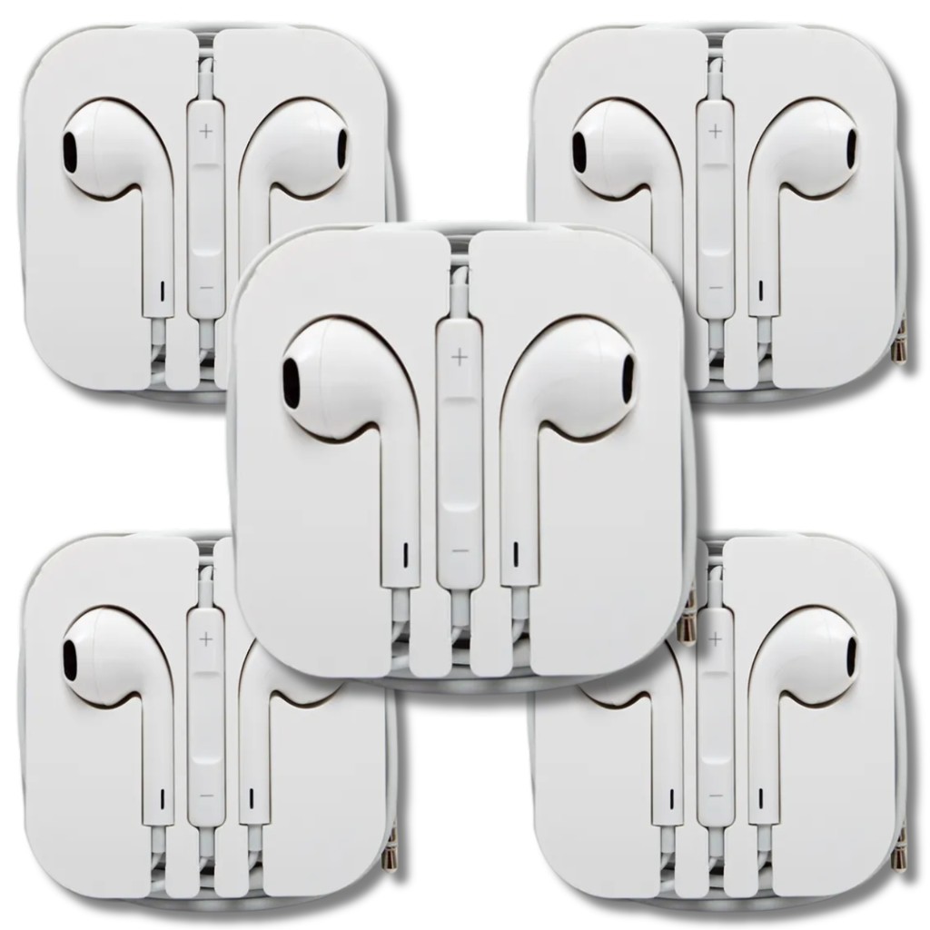Kit 05 Fones de ouvido Branco P2 3.5mm Para Celular Alta Qualidade De Som Para Iphone e Android Com Microfone