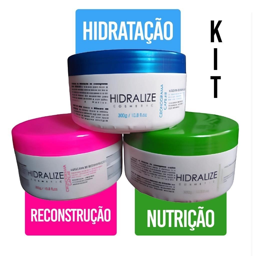 Cronograma Capilar Tratamento Hidralize 300g 3x - Mascara de Hidratacao, Nutricao e Reconstrucao