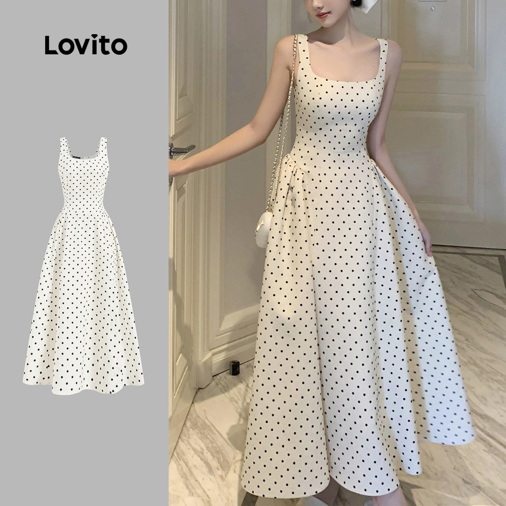 Lovito Vestido Elegante Plissado Preto E Branco Para Primavera/verão Para Mulheres L149ED406 em Oferta na Shopee