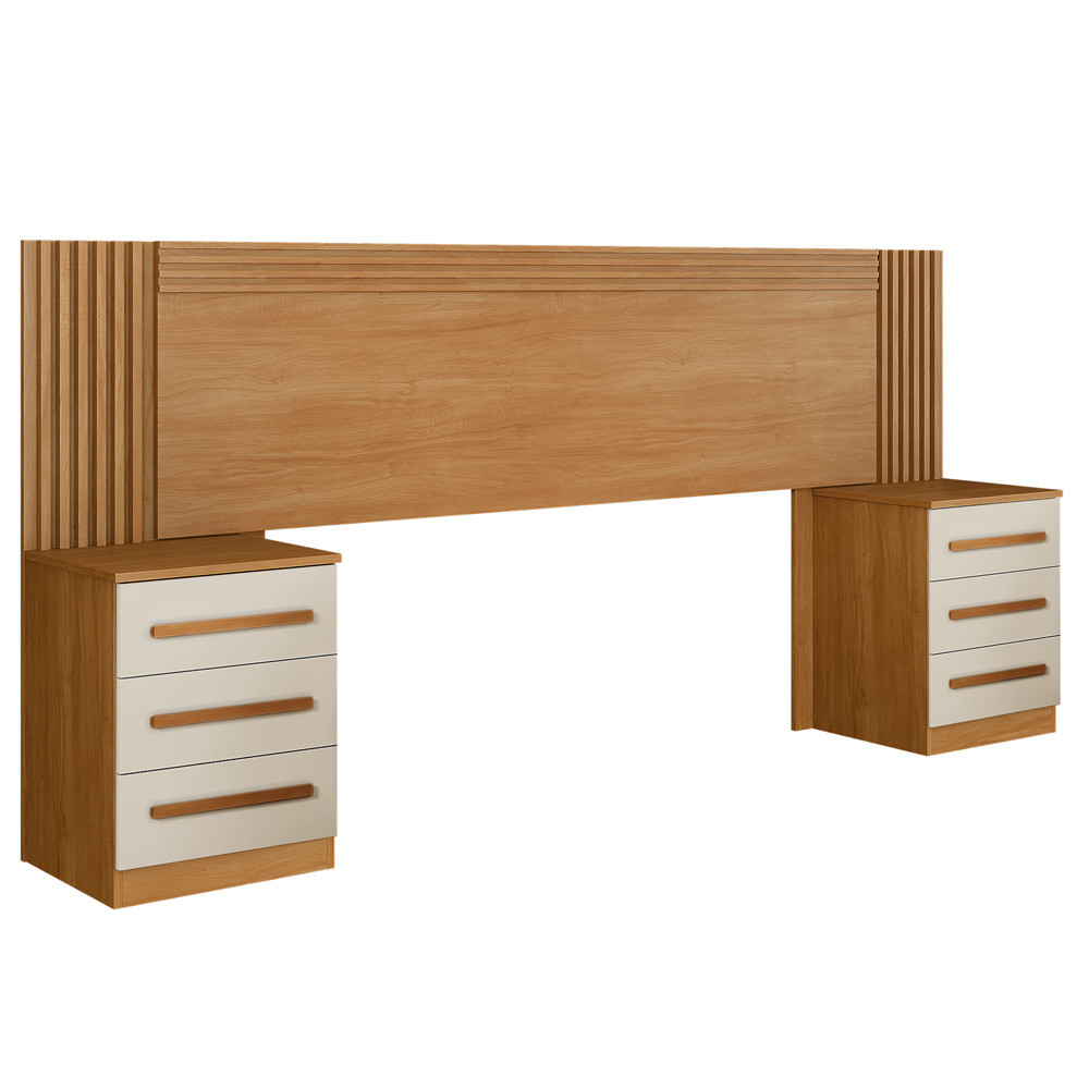 Cabeceira Casal / Queen Benetil Valência Com Mesas De Cabeceira Cinamomo Off White em Oferta na Shopee