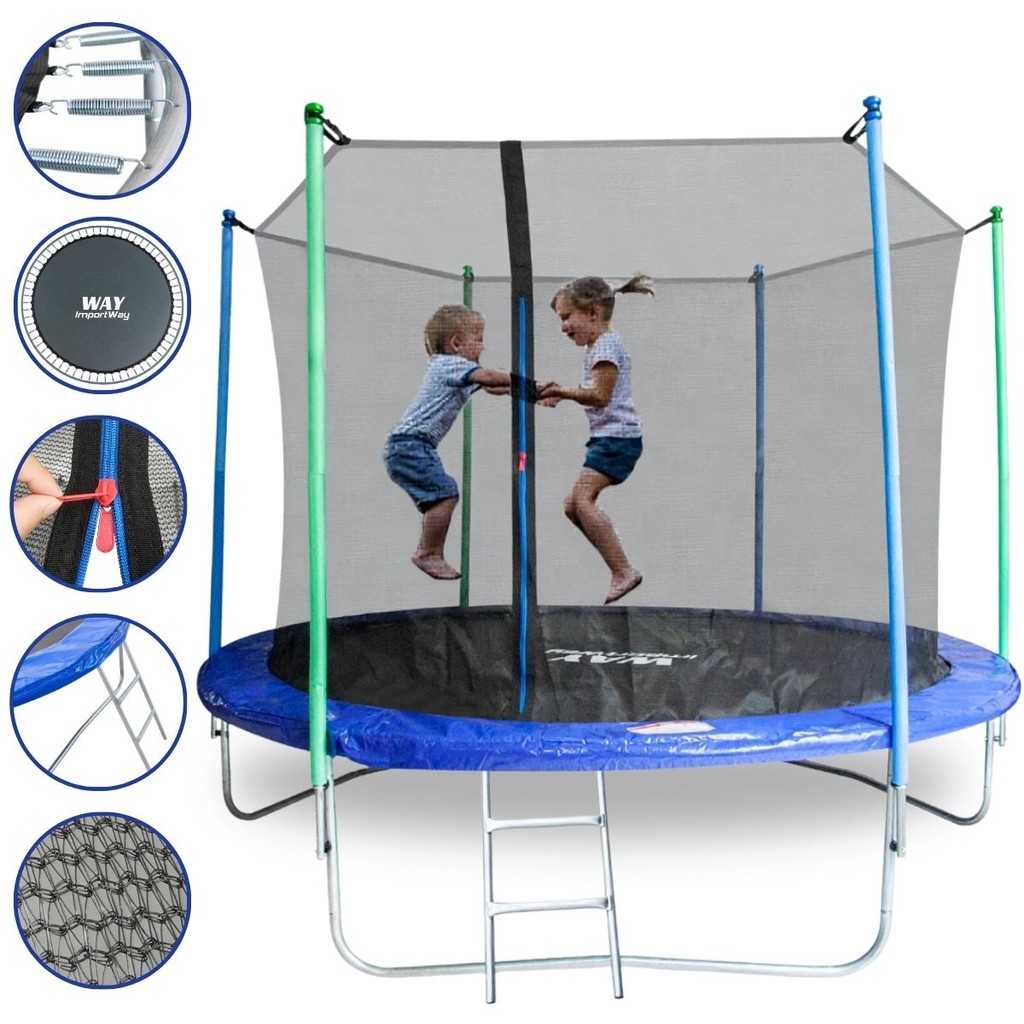 Cama Elástica Infantil 305cm Pula Pula Grande Com Rede de Proteção Escada Resistente