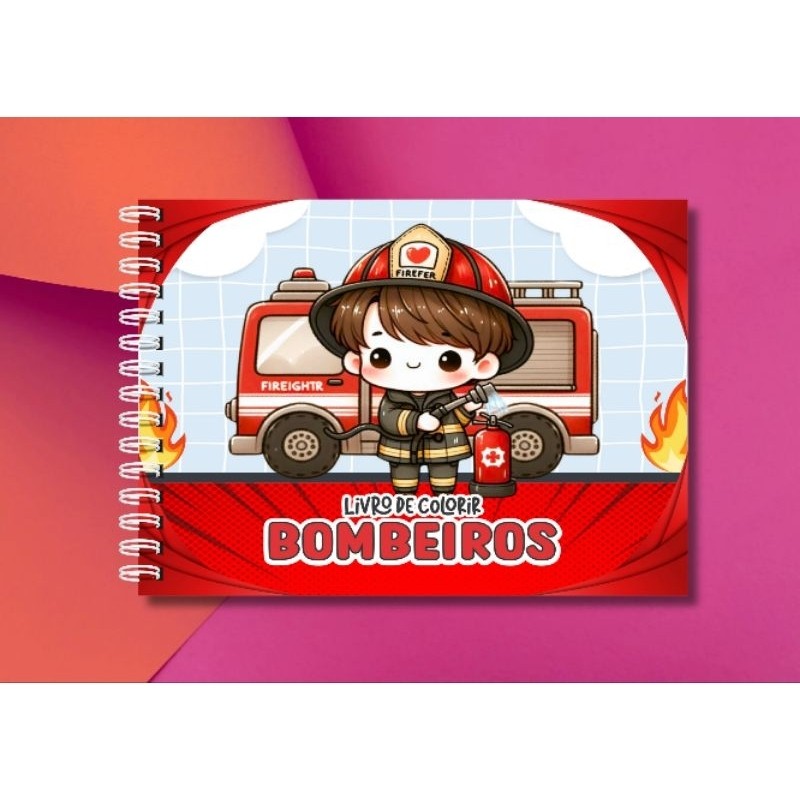 Livro de Colorir Bombeiros – Atividade Educativa, Presente Criativo, Personalizado e Envio Imediato