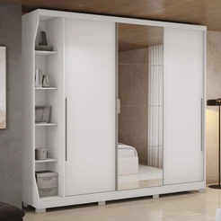 Guarda Roupa Casal 3 Portas de Correr 6 Gavetas Branco F542