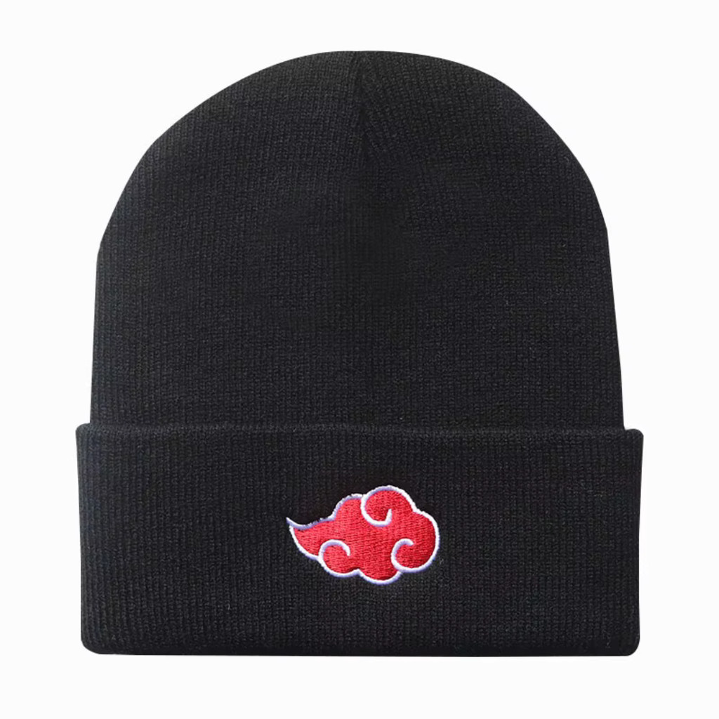 Gorro Akatsuki Naruto Nuvem Vermelha Bordado Preto