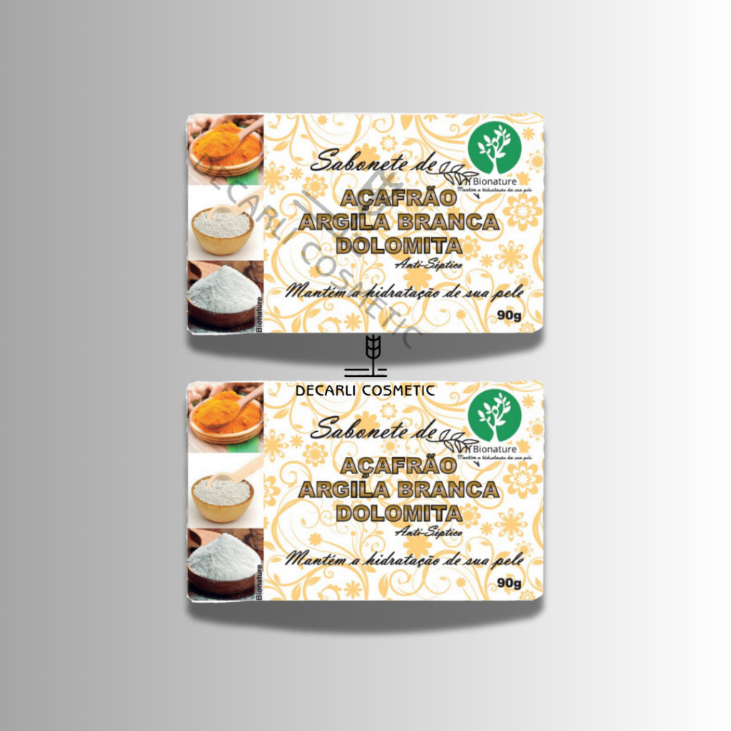 2 UN Sabonete Barra de Açafrão e Dolomita 90g  Bionature
